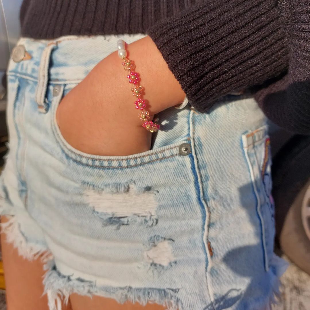 Alyssa Pearl Flower Bracelet - Necklace