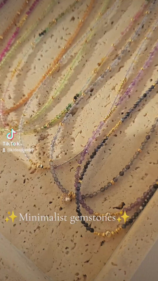 Dainty Gold Gemstone Necklace