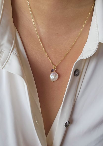 Azure Coin Pearl Necklace